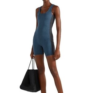 We Over Me Reflect Cut-Out Two-Tone Stretch-Jersey Playsuit XS